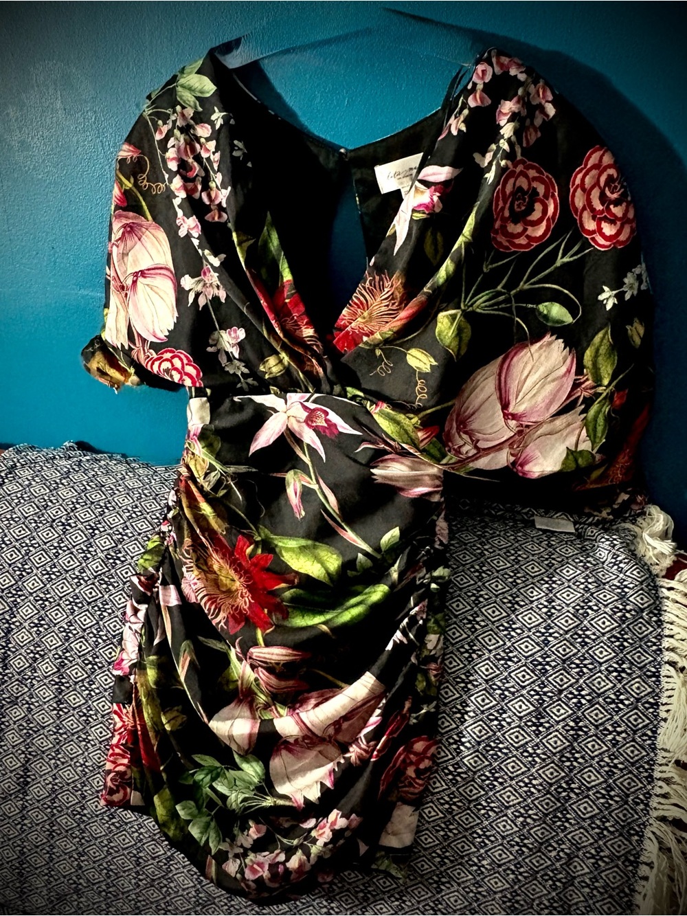 Katie May Black Floral V-Neck Mini Dress. DropTheMic